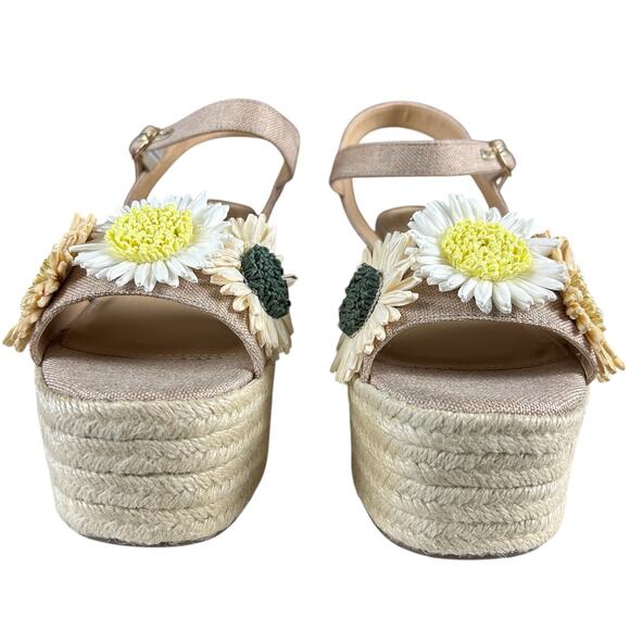 C Comfort Est. 1946 Wedges Size 8 M Straw Flower Platform Espadrille Sandals - Picture 3 of 11